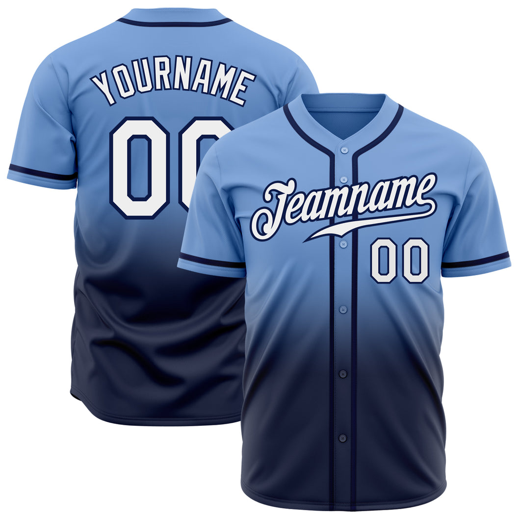 Custom Light Blue White-Navy Authentic Two Tone Baseball Jersey