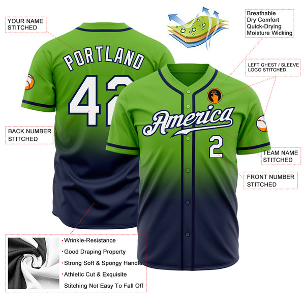 Cheap Custom Neon Green White-Black Authentic Fade Fashion Baseball Jersey  Free Shipping – CustomJerseysPro