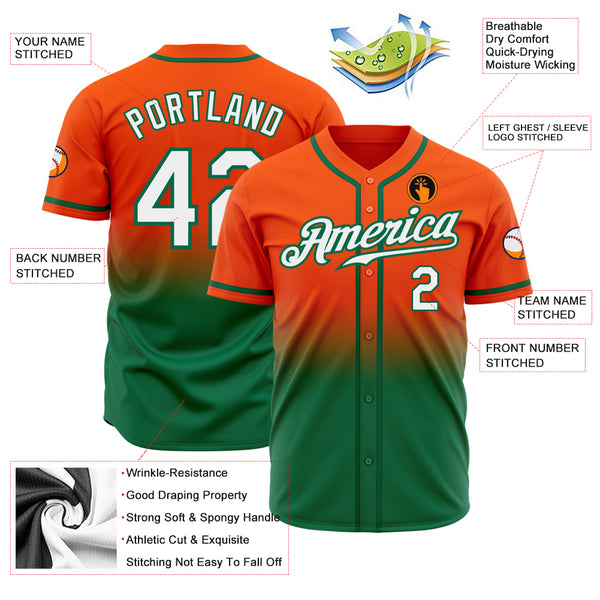 Cheap Custom Orange White-Kelly Green Authentic Baseball Jersey Free  Shipping – CustomJerseysPro