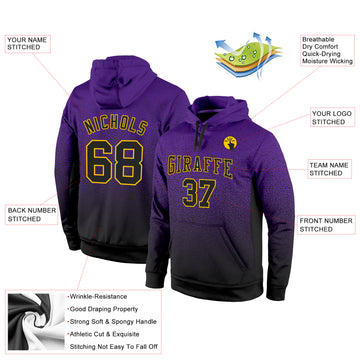 Custom Stitched Purple Black-Gold Fade Fashion Sports Pullover Sweatshirt Hoodie