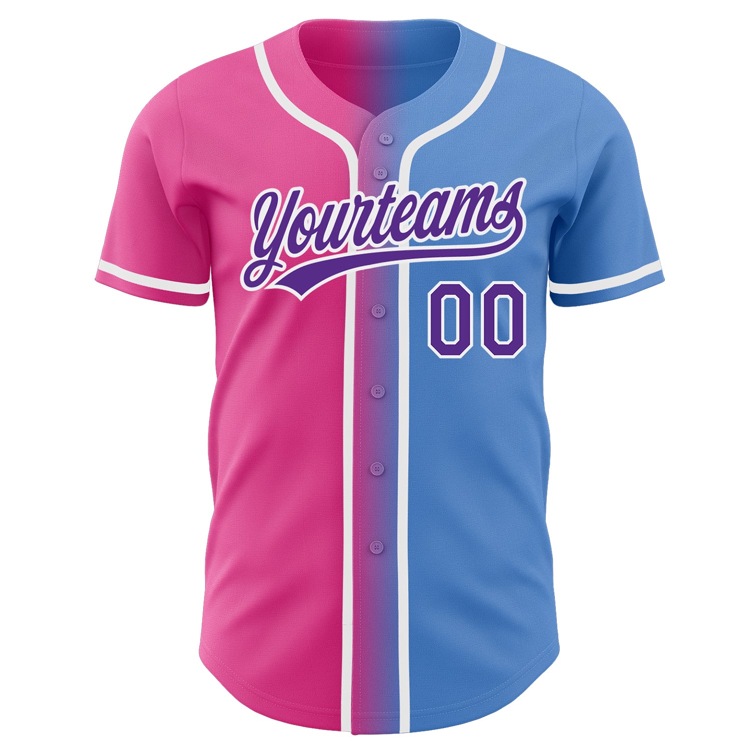 Custom Baseball Jersey Light Blue Pink-Black Authentic Fade Fashion