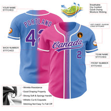 Загрузить изображение в средство просмотра галереи, Custom Powder Blue Purple-Pink Authentic Gradient Fashion Baseball Jersey
