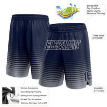 Загрузить изображение в средство просмотра галереи, Custom Navy Gray Pinstripe Fade Fashion Authentic Basketball Shorts
