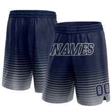 Загрузить изображение в средство просмотра галереи, Custom Navy Gray Pinstripe Fade Fashion Authentic Basketball Shorts
