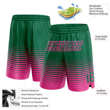 Загрузить изображение в средство просмотра галереи, Custom Kelly Green Pink Pinstripe Fade Fashion Authentic Basketball Shorts
