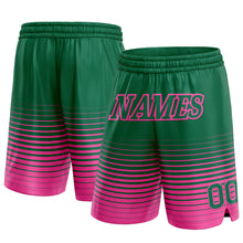 Загрузить изображение в средство просмотра галереи, Custom Kelly Green Pink Pinstripe Fade Fashion Authentic Basketball Shorts
