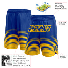 Загрузить изображение в средство просмотра галереи, Custom Royal Yellow Pinstripe Fade Fashion Authentic Basketball Shorts
