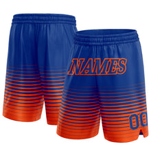 Загрузить изображение в средство просмотра галереи, Custom Royal Orange Pinstripe Fade Fashion Authentic Basketball Shorts
