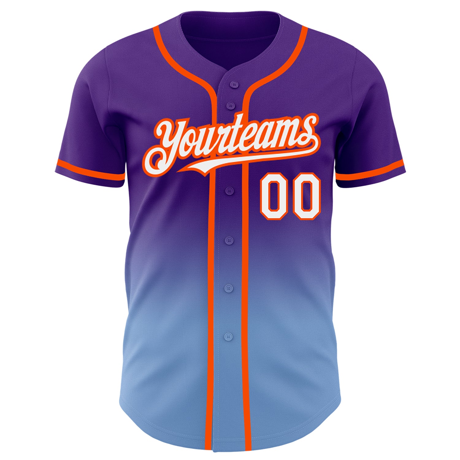 Custom Light Blue White-Purple Authentic Fade Fashion Baseball Jersey