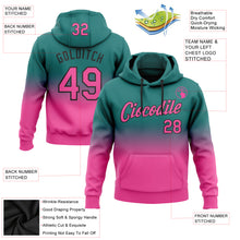 Загрузить изображение в средство просмотра галереи, Custom Stitched Teal Pink-Black Fade Fashion Sports Pullover Sweatshirt Hoodie
