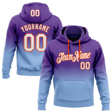 Загрузить изображение в средство просмотра галереи, Custom Stitched Purple White Light Blue-Orange Fade Fashion Sports Pullover Sweatshirt Hoodie
