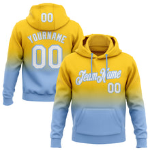 Charger l&#39;image dans la galerie, Custom Stitched Yellow White-Light Blue Fade Fashion Sports Pullover Sweatshirt Hoodie
