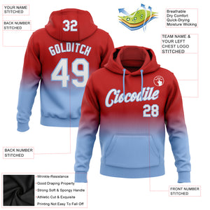 Custom Stitched Red White-Light Blue Fade Fashion Sports Pullover Sweatshirt Hoodie