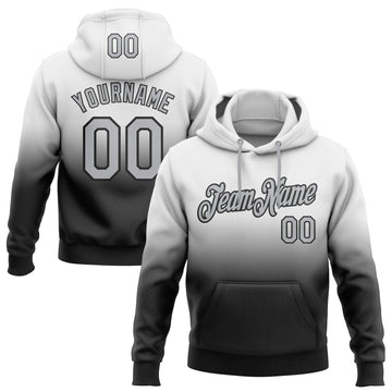 Custom Stitched White Gray-Black Fade Fashion Sports Pullover Sweatshirt Hoodie