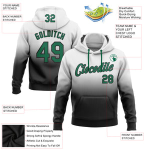 Custom Stitched White Kelly Green-Black Fade Fashion Sports Pullover Sweatshirt Hoodie