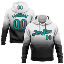 Загрузить изображение в средство просмотра галереи, Custom Stitched White Teal-Black Fade Fashion Sports Pullover Sweatshirt Hoodie
