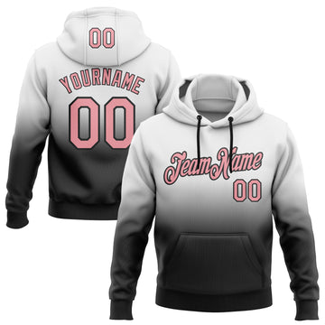 Custom Stitched White Medium Pink-Black Fade Fashion Sports Pullover Sweatshirt Hoodie