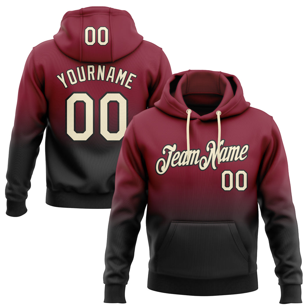 Custom Stitched Crimson Cream-Black Fade Fashion Sports Pullover Sweatshirt Hoodie