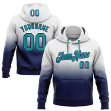 Загрузить изображение в средство просмотра галереи, Custom Stitched White Teal-Navy Fade Fashion Sports Pullover Sweatshirt Hoodie
