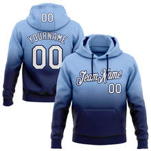 Загрузить изображение в средство просмотра галереи, Custom Stitched Light Blue White-Navy Fade Fashion Sports Pullover Sweatshirt Hoodie
