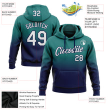 Загрузить изображение в средство просмотра галереи, Custom Stitched Teal White-Navy Fade Fashion Sports Pullover Sweatshirt Hoodie
