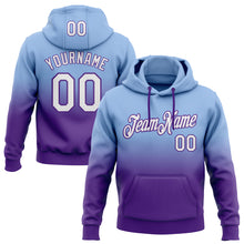 Загрузить изображение в средство просмотра галереи, Custom Stitched Light Blue White-Purple Fade Fashion Sports Pullover Sweatshirt Hoodie
