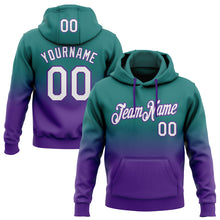 Загрузить изображение в средство просмотра галереи, Custom Stitched Teal White-Purple Fade Fashion Sports Pullover Sweatshirt Hoodie
