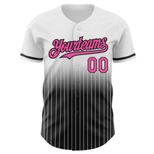 Charger l&#39;image dans la galerie, Custom White Pinstripe Pink-Black Authentic Fade Fashion Baseball Jersey
