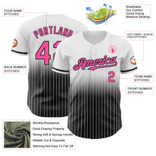 Charger l&#39;image dans la galerie, Custom White Pinstripe Pink-Black Authentic Fade Fashion Baseball Jersey
