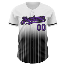 Charger l&#39;image dans la galerie, Custom White Pinstripe Purple-Black Authentic Fade Fashion Baseball Jersey
