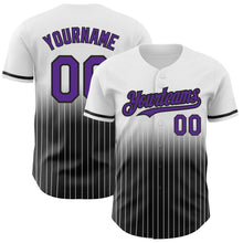 Charger l&#39;image dans la galerie, Custom White Pinstripe Purple-Black Authentic Fade Fashion Baseball Jersey
