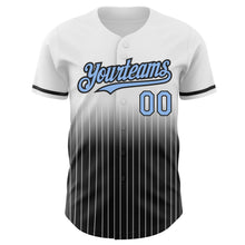 Charger l&#39;image dans la galerie, Custom White Pinstripe Light Blue-Black Authentic Fade Fashion Baseball Jersey
