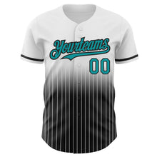 Charger l&#39;image dans la galerie, Custom White Pinstripe Teal-Black Authentic Fade Fashion Baseball Jersey
