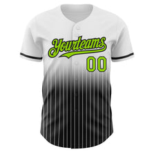 Charger l&#39;image dans la galerie, Custom White Pinstripe Neon Green-Black Authentic Fade Fashion Baseball Jersey
