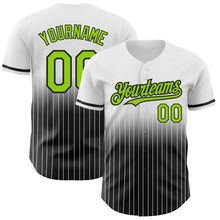 Charger l&#39;image dans la galerie, Custom White Pinstripe Neon Green-Black Authentic Fade Fashion Baseball Jersey
