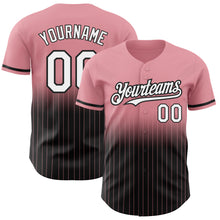 Charger l&#39;image dans la galerie, Custom Medium Pink Pinstripe White-Black Authentic Fade Fashion Baseball Jersey
