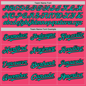 Custom Neon Pink Pinstripe Aqua-Black Authentic Fade Fashion Baseball Jersey