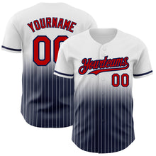 Charger l&#39;image dans la galerie, Custom White Pinstripe Red-Navy Authentic Fade Fashion Baseball Jersey
