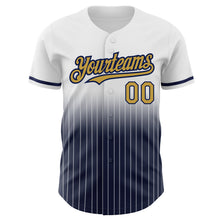 Charger l&#39;image dans la galerie, Custom White Pinstripe Old Gold-Navy Authentic Fade Fashion Baseball Jersey
