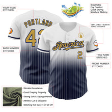 Charger l&#39;image dans la galerie, Custom White Pinstripe Old Gold-Navy Authentic Fade Fashion Baseball Jersey
