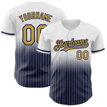 Charger l&#39;image dans la galerie, Custom White Pinstripe Old Gold-Navy Authentic Fade Fashion Baseball Jersey
