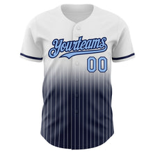 Charger l&#39;image dans la galerie, Custom White Pinstripe Light Blue-Navy Authentic Fade Fashion Baseball Jersey
