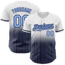 Charger l&#39;image dans la galerie, Custom White Pinstripe Light Blue-Navy Authentic Fade Fashion Baseball Jersey
