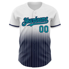 Charger l&#39;image dans la galerie, Custom White Pinstripe Teal-Navy Authentic Fade Fashion Baseball Jersey
