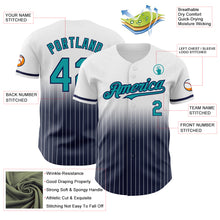 Charger l&#39;image dans la galerie, Custom White Pinstripe Teal-Navy Authentic Fade Fashion Baseball Jersey
