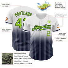 Charger l&#39;image dans la galerie, Custom White Pinstripe Neon Green-Navy Authentic Fade Fashion Baseball Jersey
