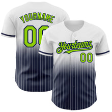 Charger l&#39;image dans la galerie, Custom White Pinstripe Neon Green-Navy Authentic Fade Fashion Baseball Jersey
