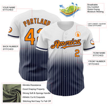 Charger l&#39;image dans la galerie, Custom White Pinstripe Bay Orange-Navy Authentic Fade Fashion Baseball Jersey
