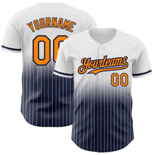 Charger l&#39;image dans la galerie, Custom White Pinstripe Bay Orange-Navy Authentic Fade Fashion Baseball Jersey
