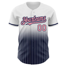 Charger l&#39;image dans la galerie, Custom White Pinstripe Medium Pink-Navy Authentic Fade Fashion Baseball Jersey
